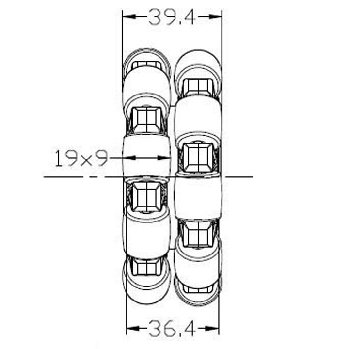 100mmダブルプラスチックオムニホイール センターベアリング(ベアリングローラー)(14058) 4個セット