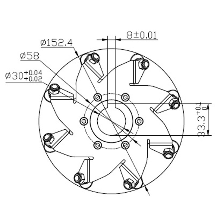 152mm高耐荷重メカナムホイール(PUローラー) 右 (14169R)