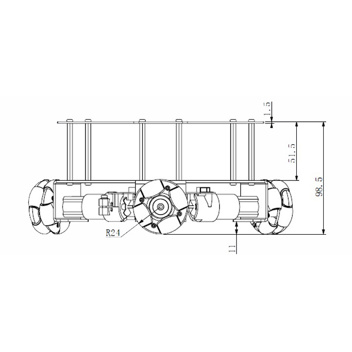 3WD48mmオムニホイールロボットプラットフォーム（エンコーダ付）　黒 (15001B)