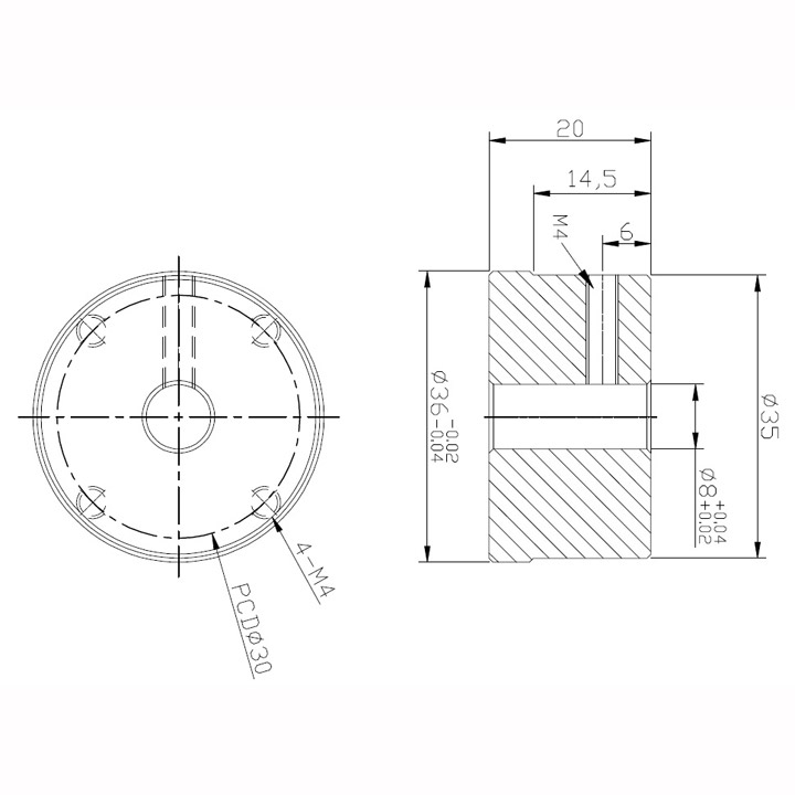 なめらかオムニホイール（Φ127mm）アルミ製用8mmハブ (18043)